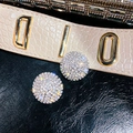 Silver geometric round earrings with full pavé crystals in a hemispherical style - Silver Full Zircon Regular Style / Silver
