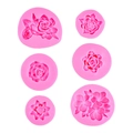 Pink silicone flower mold for baking and resin art on white background - Pink 6-Piece Set / Pink