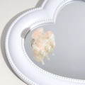 Detail of acetate hair claw clip with pink and green marble texture on a heart mirror - Light Pink Green