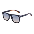 Gafas de sol cuadradas elegantes con montura negra y lentes degradadas azul y naranja - Negro Brillante Degradado Azul Naranja