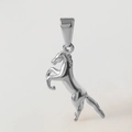 Polished silver stainless steel horse pendant with a sleek finish for jewelry - D08-Horse 3-Steel