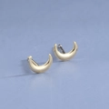 Minimalist S925 sterling silver crescent moon stud earrings in polished gold finish - Moon / Gold