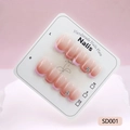 Pink French gradient press-on nails with delicate rhinestone butterflies on a display board - XS / Pink Gradient (SD001)