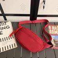 Red canvas crossbody sports waist bag with adjustable strap and buckle for women - Red