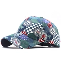 Cappellino da baseball patchwork Union Jack stile britannico con badge London e stelle - Regolabile / Stile Patchwork 01