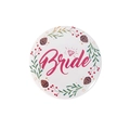Winter floral bachelorette party badge featuring pink Bride script and diamond icon - Berry Nut Bride