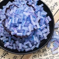 Bamboo shaped cylindrical faux jade glass beads in light blue and purple marble finish - Purple Blue (Ink Wash 6x12mm)