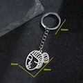 Silver stylized face pendant keychain made of metal with 25mm ring and 30mm height - 095-Abstract Face