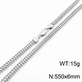 Collana a doppio strato in acciaio inossidabile con zirconi e chiusura a moschettone - Collana / Argento