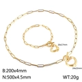 Conjunto de joyas doradas con collar y pulsera de eslabones y cierre de corazón - Juego de Joyas Estilo A (KS136635-Z) / Dorado