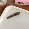Brown matte metal seamless hair clip for women with 6cm length and 1.3cm width - 15# Bar Duckbill Clip (Small Dark Coffee)
