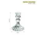Small vintage clear glass candle holder with vertical ribbed texture and 10.5cm height - Small Circular Ribbed Candle Holder / Clear