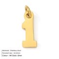 Polished 14K gold stainless steel number 1 pendant charm for DIY jewelry making - Number 1 / Silver