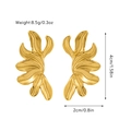 Detailed view of gold plated 18K stainless steel fan earrings with dimensions and weight - Fan Shaped Radial Lines