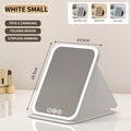 White portable LED makeup mirror with three light modes and Type-C charging port - Small / Tricolor Light Rechargeable / White