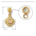 Detailed view of 15mm golden stainless steel flower pendant with 8mm natural stone insert - Flower Design With Pink Stone (YF351x3)