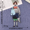 Cartoon girl embroidery patch featuring a layered color block sweater and skirt design - No. 3 - Color Block Sweater Girl