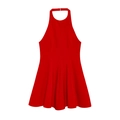 Fashionable red halter neck backless mini dress with wavy hem for women’s summer outfits - XS / Red