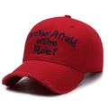 Vintage red distressed baseball cap with blue Are You Afraid of the Blue embroidery - Red