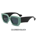 Oversized retro sunglasses in olive green frame and dark lenses, C8 variant - Solid Green Frame Black Leg Grey Lens