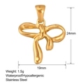 Golden stainless steel bow pendant measuring 24mm by 19mm with a polished metallic finish - Ribbon Bow Gold