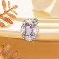 Orecchino in acciaio al titanio con gemma viola rettangolare e zirconi scintillanti - Orecchino per Cartilagine a Vite (A241-3#) / Blu-Viola (Singolo)
