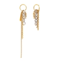 Pendientes de cadena en acero bañados en oro 18K con borlas asimétricas y circón - Pendientes con borlas de circonita - bicolor / Bicolor Oro y Plata