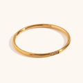 Minimalist 18K gold plated stainless steel thin ring with two micro-set crystals - US 5 / 2 Stones Thin Ring