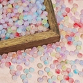6mm mixed color gradient frosted resin beads displayed on a rustic wooden tray - Pearlescent Jade-Style Beads (A411) / 6mm / Two-Tone Mixed Colors