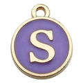 DIY charm featuring golden letter S with purple enamel finish for creative jewelry making - Letter S Pendant Only (Without Chain) / 1 Piece (12x14mm) / Purple