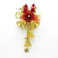Dettaglio di decorazione natalizia con campane dorate e ornamenti rossi scintillanti - 15cm Testo Appeso 6cm Campana / Oro