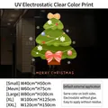 Christmas tree window sticker size chart with static cling features and multiple dimensions - SDUV-214 (Star Snowflake Bow Christmas Tree)