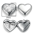 Silver vintage heart locket pendant with floral relief in 29mm size for DIY necklaces - A22-Retro Pattern