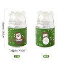 Christmas bear themed transparent gift jar with festive Santa Claus and snowman design - Bear Jar with Green Sticker