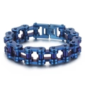 Polished blue stainless steel motorcycle chain bracelet in punk hip-hop style - Electroplated Blue (KB66608-BD) / 23CM
