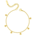Bracelet élégant en acier titane plaqué or 18 carats avec breloques disques martelés - Doré