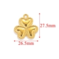 Golden clover pendant for DIY jewelry, 27.5mm size made of stainless steel for necklaces - Triple Heart