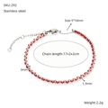 Pulsera de cordón rojo con cuentas de acero inoxidable pulido y cierre ajustable de metal - Acero inoxidable / Color Acero