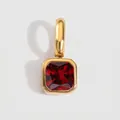 Exquisite 14K gold plated stainless steel square pendant with red January birthstone - January Dark Red - Gold