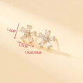 Sparkling S925 silver needle zircon flower stud earrings in elegant 14K gold finish - Gold Large Five-Petal Flower