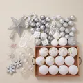 Kit de 64 décorations de sapin de Noël argent champagne avec boules et étoile - Ensemble Argent Blanc