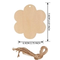 Flower shaped wooden Christmas ornament with natural finish and twine 7.8x6.9cm size details - Six-leaf Flower / 10 Pieces Pack