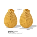 Water drop shaped gold stainless steel earrings with textured surface 18.4mm - Waterdrop Ribbed Style (EH225) / Gold