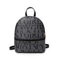 Small dark grey backpack with Lucky Girl letter print and golden metal zipper detail - Black