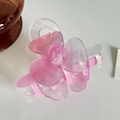 Pink and clear gradient 3D flower hair claw clip in high-quality acetate material - 8cm / Transparent Pink