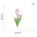 Detailed size measurement of pink tulip embroidery patch 6.8cm height for DIY craft - 7# (White/Pink Tulip)