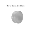 White Cat's Eye stone concave ear gauge plug with natural silk luster and smooth finish - White Cat's Eye Stone