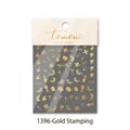 Vista detallada de pegatinas de uñas doradas con diseños florales y texto decorativo - to1396 Bronceado Oro Flor Mariposa