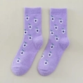 Plush purple mink fleece socks with cute floral pattern for winter warmth - One Size / Grapes