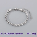 5mm silver stainless steel rope chain bracelet with lobster clasp and adjustable extension - Steel Color Rope Chain (KB188860-Z)